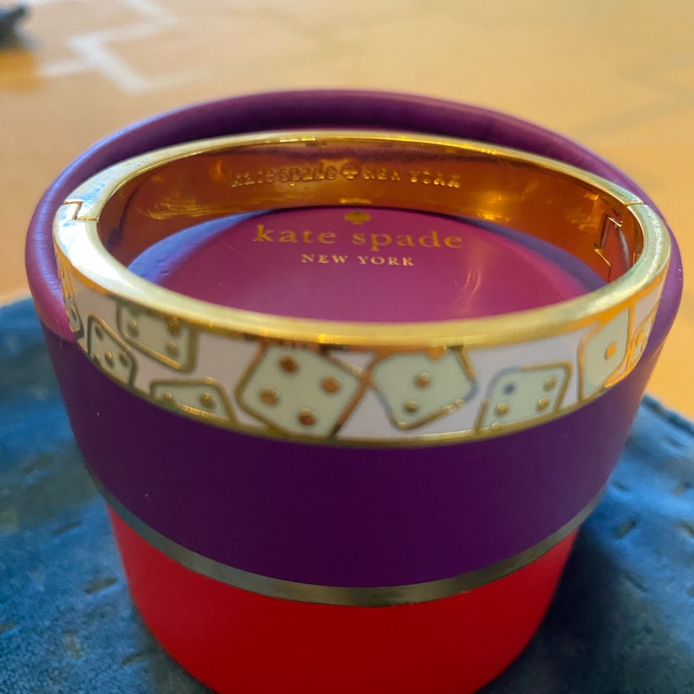 Kate Spade collector Gold and Cream/Pink Dice Bangle